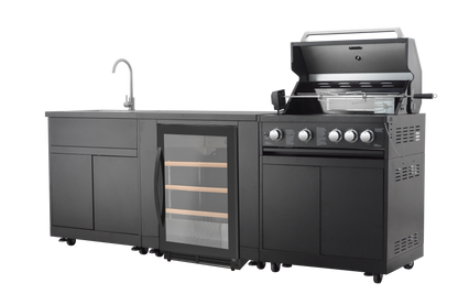 BBQTitan Series 292x66x129cm 4-Brenner + Heckbrenner (inkl. Rotisserie, Innenraumbeleuchtung und Abdeckung)