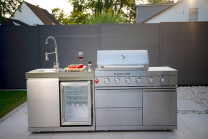 Grillmaster FUSION Silver Stainless Steel-Outdoor Kitchen-Incl. Rotisserie, 4 2 burners, 213x58x143 cm-pre-assembled