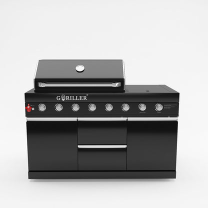 Grill Master Max Acero Inoxidable Cocina Exterior Negro, incl. Rotisserie, 6 2 quemadores-premontados