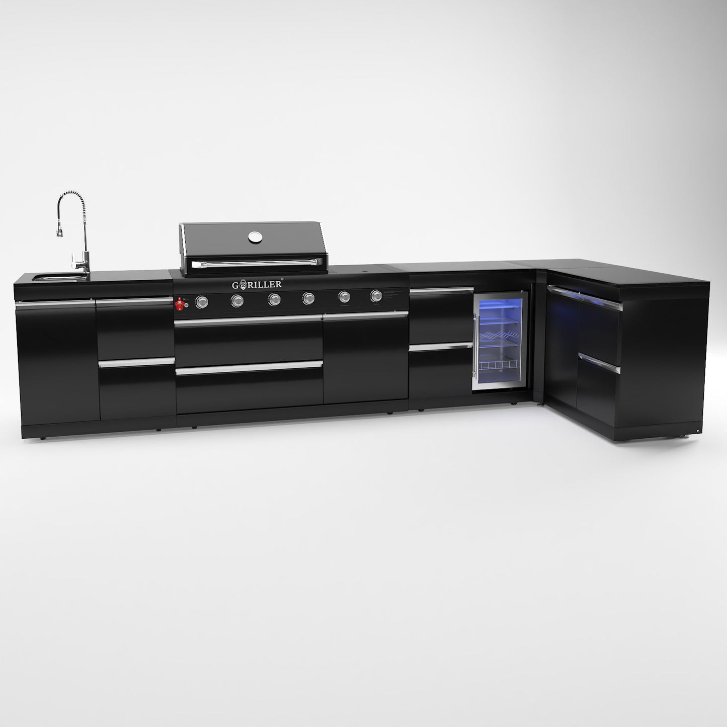 Grillmaster EDGE Rockster 441x58x90cm, Inkl. Roksserie, inkl. 4 2 burners, pre-assembled granite work surface