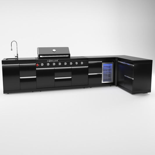 Grillmaster EDGE Max Rockster 390x58x90cm, Inkl. Rotisserie, Inkl. Granitarbeitsfläche 6+2 Brenner, vormontiert,  Inkl. Granitarbeitsplatte