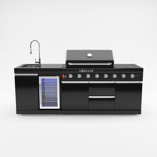 Grillmaster FUSION Max Rockster Acero Inoxidable-Cocina Exterior-Inl. Roksserie, Inkl. Superficie de trabajo de granito, 6 2 quemadores-premontados