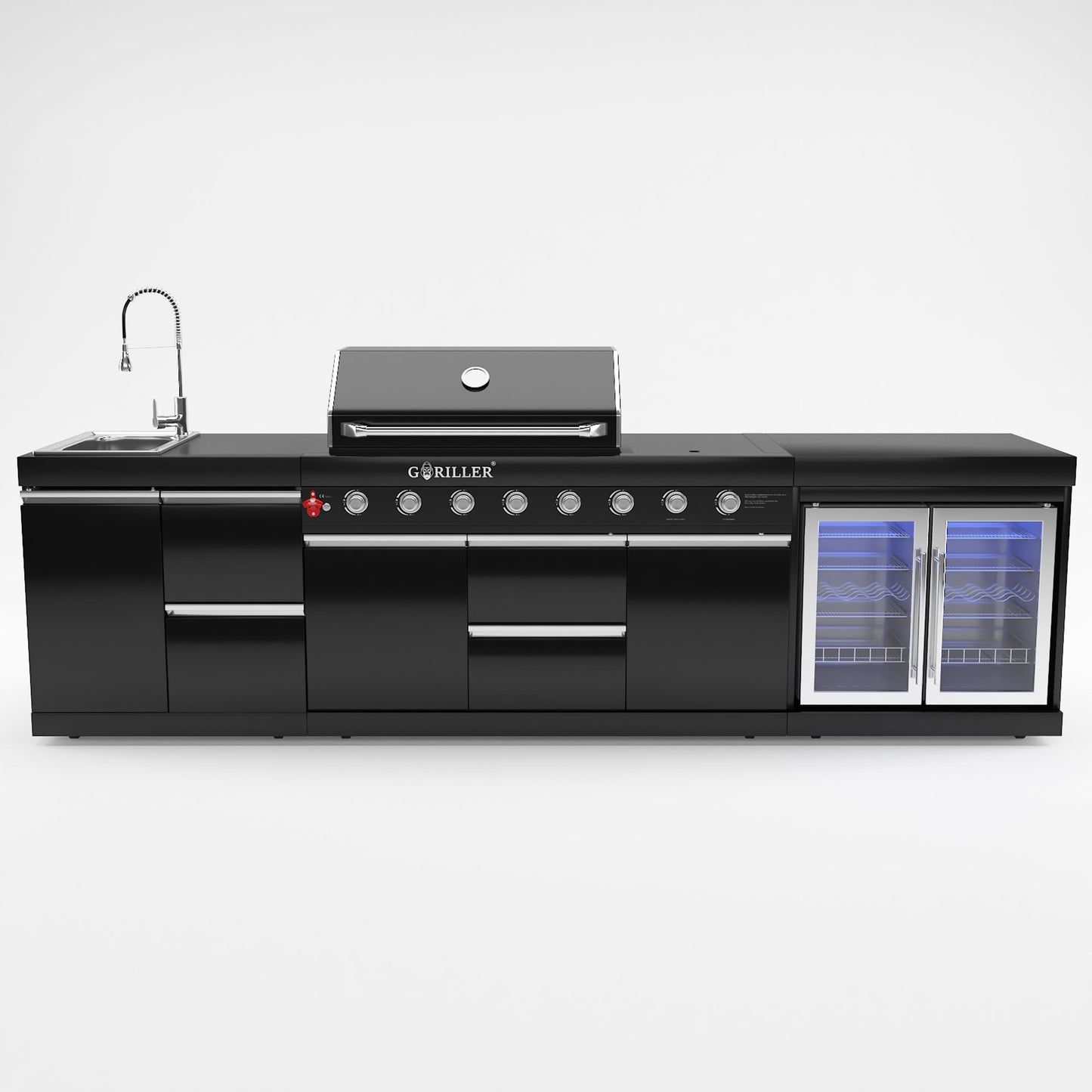 Goriller Cocina exterior Selected Max 326x58x90cm, Inkl. Rotisserie, 6 2 quemadores, premontados