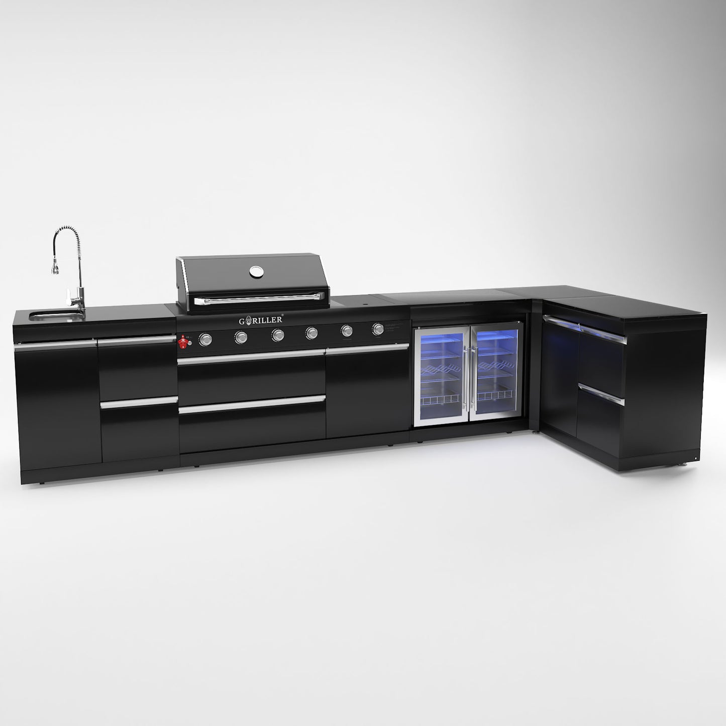 Grill mast SUPREME Rockster 471x58x90cm, Incl.  Rotisserie, Incl.  Granite worktop, 6+2 burners, pre-assembled