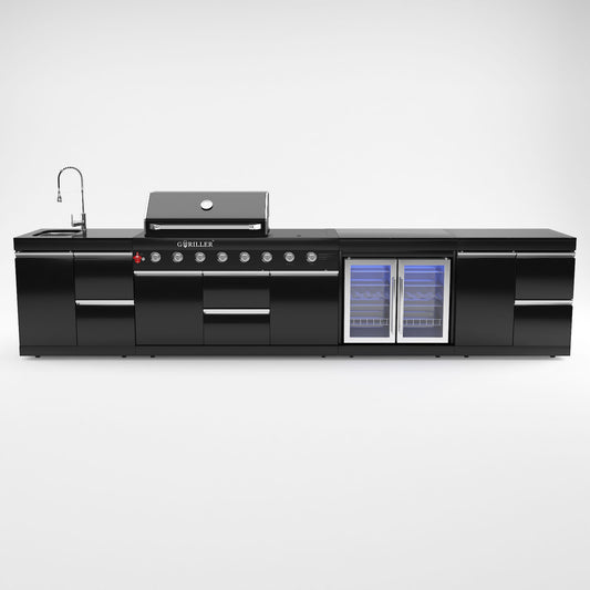 Grillmaster ULTIMATE Max Rockster 409x58x90cm, Inkl. Roksserie, Inkl. 6 2 burners, pre-assembled granite work surface