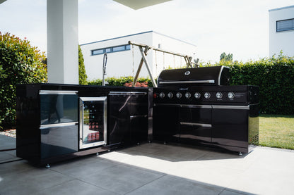 Grill Master Max Acero Inoxidable Cocina Exterior Negro, incl. Rotisserie, 6 2 quemadores-premontados